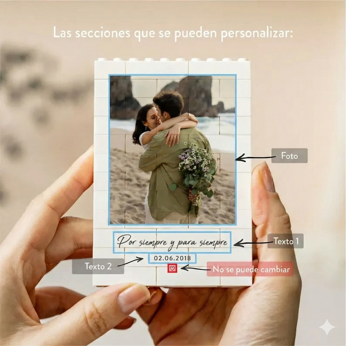 Regalo Set de Bloques Personalizado con foto, recuerdo romántico, recuerdo de  personalizados, regalo de San Valentín